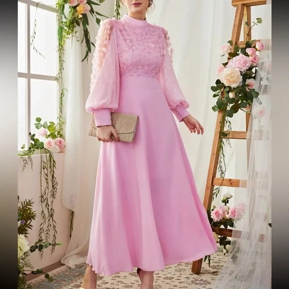 knee length dresses for ladies A-line Classy Long Sleeves Chiffon Evening Dress La Divine CD0171 – Sparkly  Gowns main image 0